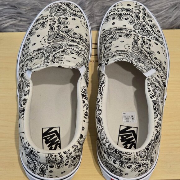 Vans Bandana Skull Slip On Sneakers Mens Size 11 Shoes Off White - New main image 2
